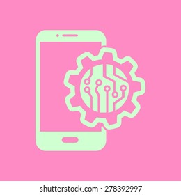Electronic circuit of technological device. Technology scheme square symbol. 