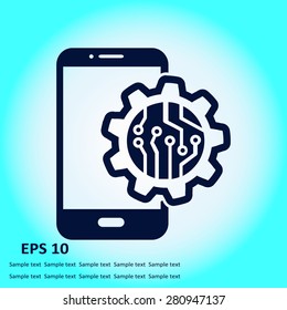 Electronic circuit of technological device. Technology scheme square symbol. 