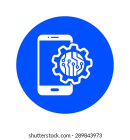 Electronic circuit of technological device. Technology scheme square symbol. 