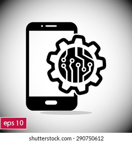 Electronic circuit of technological device. Technology scheme square symbol. 