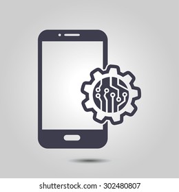 Electronic circuit of technological device. Technology scheme square symbol. 