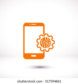 Electronic circuit of technological device. Technology scheme square symbol. 