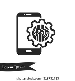 Electronic circuit of technological device. Technology scheme square symbol. 