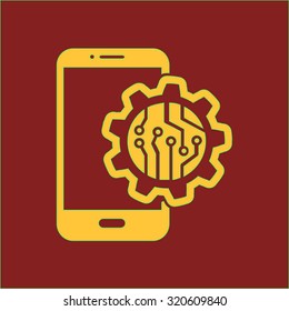 Electronic circuit of technological device. Technology scheme square symbol. 