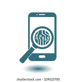 Electronic circuit of technological device. Technology scheme square symbol. 