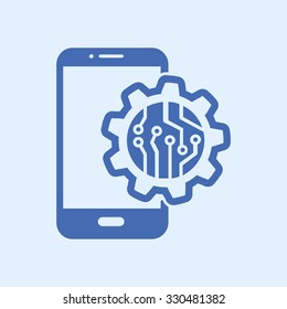 Electronic circuit of technological device. Technology scheme square symbol. 