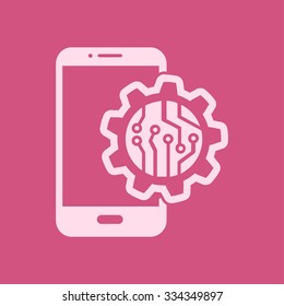 Electronic circuit of technological device. Technology scheme square symbol. 