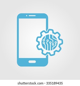 Electronic circuit of technological device. Technology scheme square symbol. 