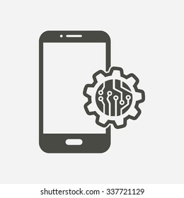 Electronic circuit of technological device. Technology scheme square symbol. 