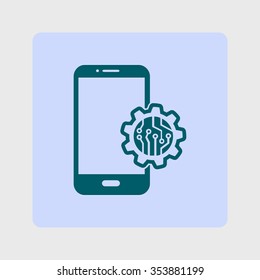 Electronic circuit of technological device. Technology scheme square symbol. 