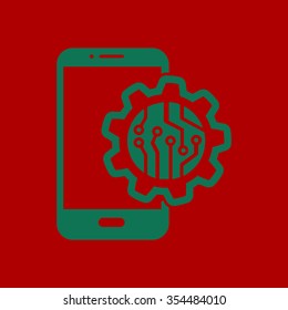 Electronic circuit of technological device. Technology scheme square symbol. 