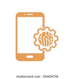 Electronic circuit of technological device. Technology scheme square symbol. 