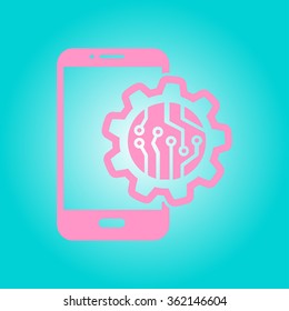 Electronic circuit of technological device. Technology scheme square symbol. 