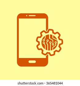 Electronic circuit of technological device. Technology scheme square symbol. 