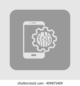 Electronic circuit of technological device. Technology scheme square symbol. 