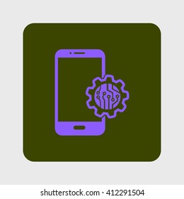 Electronic circuit of technological device. Technology scheme square symbol. 