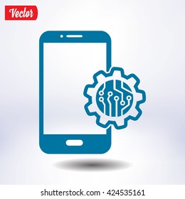 Electronic circuit of technological device. Technology scheme square symbol. 