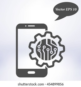Electronic circuit of technological device. Technology scheme square symbol. 