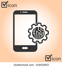 Electronic circuit of technological device. Technology scheme square symbol. 
