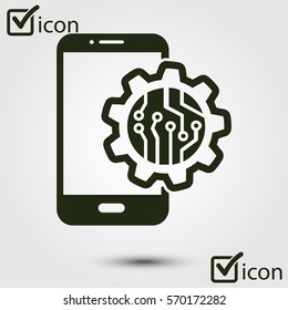 Electronic circuit of technological device. Technology scheme square symbol. 
