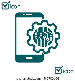 Electronic circuit of technological device. Technology scheme square symbol. 