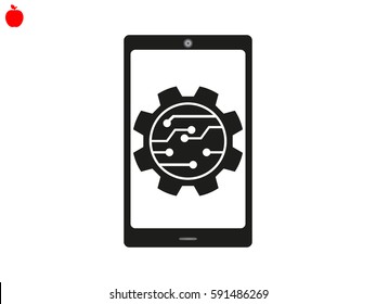electronic circuit, a telephone, a magnifying glass icon vector illustration eps10

