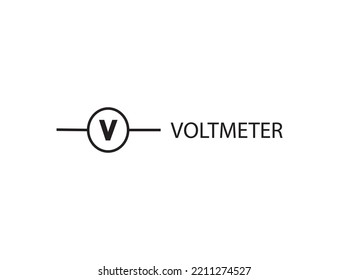 Electronic circuit Voltmeter symbols. Illustration of basic circuit symbols.Electrical symbols,study content of physics students.vector illustration.