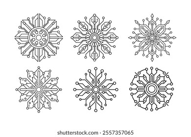Electronic circuits mandala vector art illustrations