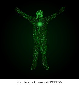 Electronic Circuits Men Silhouette. Electronic Technology Template. EPS10 Vector