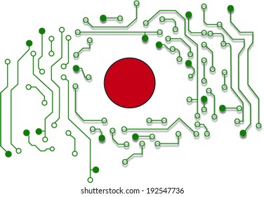 electronic circuits and red button 