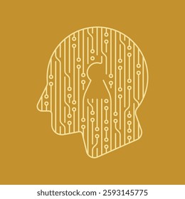 Electronic Circuits Shaping a Human Head with Keyhole, Symbolizing Artificial Intelligence and Access to Knowledge