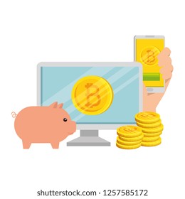 electronic commerce with bitcoin symbol