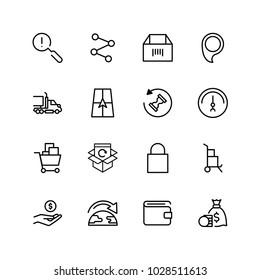 Electronic commerce flat icon set . Single high quality outline symbol of info for web design or mobile app. Thin line signs for design logo, visit card, etc. Outline logo of electronic commerce