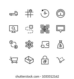 Electronic commerce flat icon set . Single high quality outline symbol of info for web design or mobile app. Thin line signs for design logo, visit card, etc. Outline logo of electronic commerce