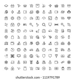Electronic commerce flat icon set . Single high quality outline symbol of info for web design or mobile app. Thin line signs for design logo, visit card, etc. Outline logo of electronic commerce
