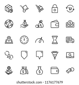 Electronic commerce flat icon set . Single high quality outline symbol of info for web design or mobile app. Thin line signs for design logo, visit card, etc. Outline logo of electronic commerce