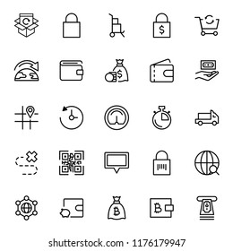 Electronic commerce flat icon set . Single high quality outline symbol of info for web design or mobile app. Thin line signs for design logo, visit card, etc. Outline logo of electronic commerce