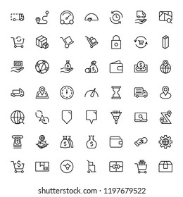 Electronic commerce flat icon set . Single high quality outline symbol of info for web design or mobile app. Thin line signs for design logo, visit card, etc. Outline logo of electronic commerce