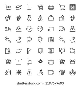 Electronic commerce flat icon set . Single high quality outline symbol of info for web design or mobile app. Thin line signs for design logo, visit card, etc. Outline logo of electronic commerce