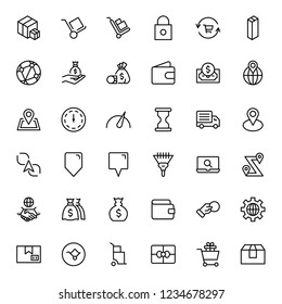 Electronic commerce flat icon set . Single high quality outline symbol of info for web design or mobile app. Thin line signs for design logo, visit card, etc. Outline logo of electronic commerce