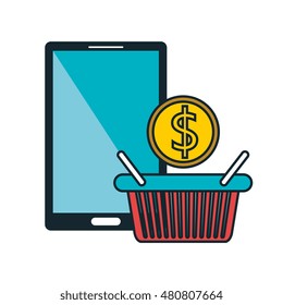 electronic commerce flat line icons