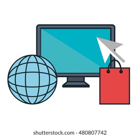 electronic commerce flat line icons
