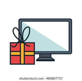 electronic commerce flat line icons