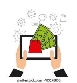 electronic commerce flat line icons vector illustration design