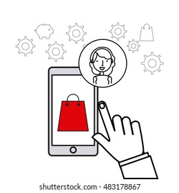 electronic commerce flat line icons vector illustration design