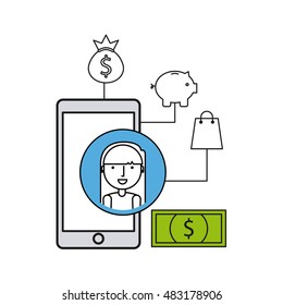electronic commerce flat line icons vector illustration design