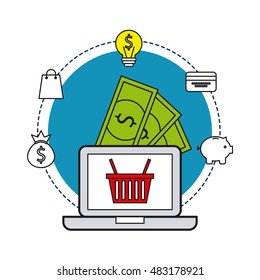 electronic commerce flat line icons vector illustration design