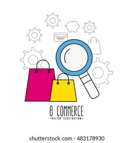 electronic commerce flat line icons vector illustration design