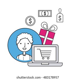 electronic commerce flat line icons vector illustration design