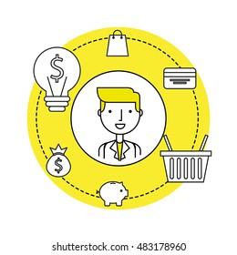 electronic commerce flat line icons vector illustration design